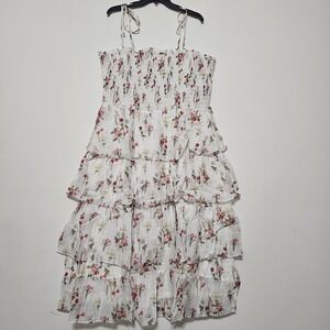 Lucy Paris Women Dress Plus Size 3X Pink Florals  Adjustable Spaghetti Straps Ne